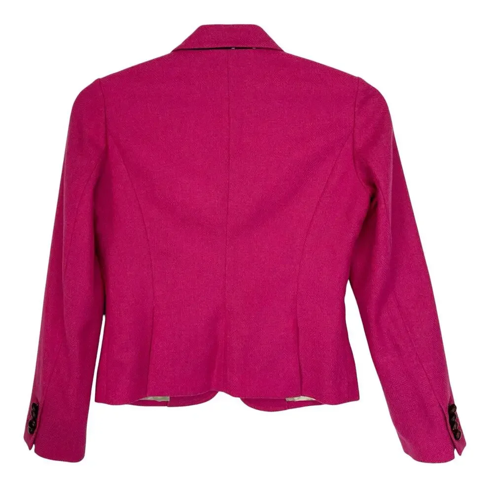 J. Crew Vintage Robert Noble Scottish Wool Herringbone Blazer Pink 70309 Size 2